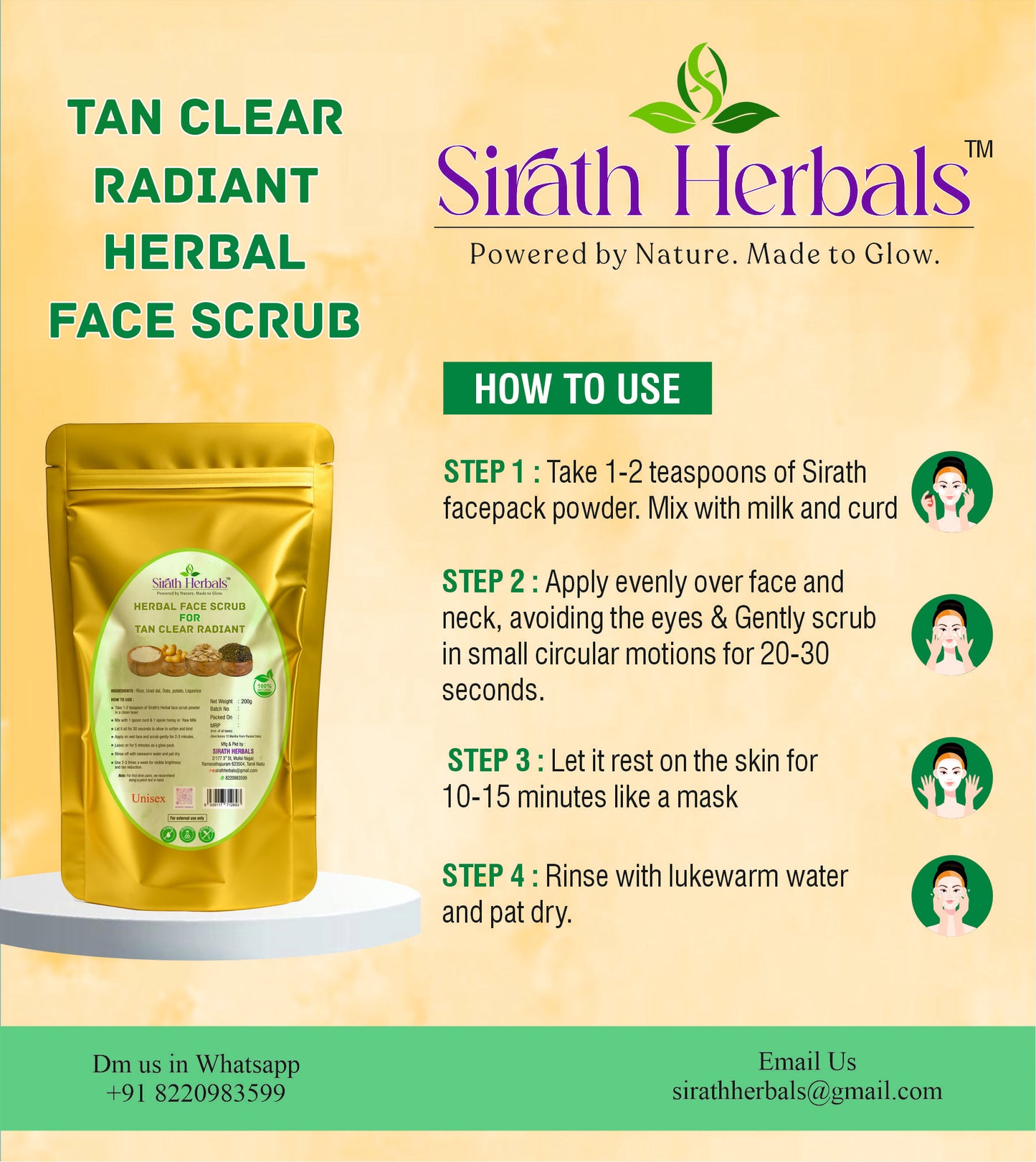 Tan Clear Radiant Herbal Face Scrub– Herbal Anti-Tan & Glow Polish