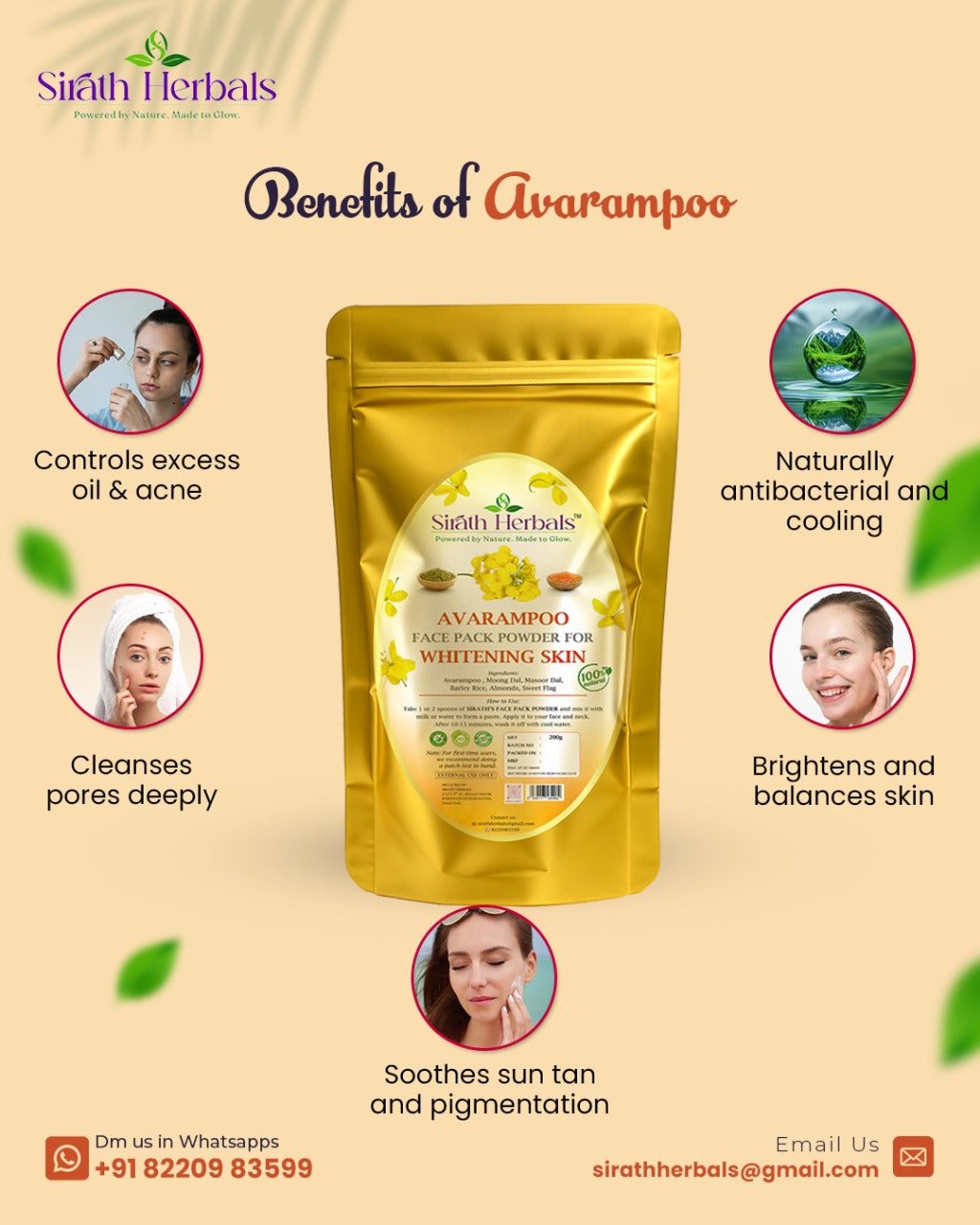 Avarampoo Face Pack Powder – Natural Skin Brightening & Tan Removal
