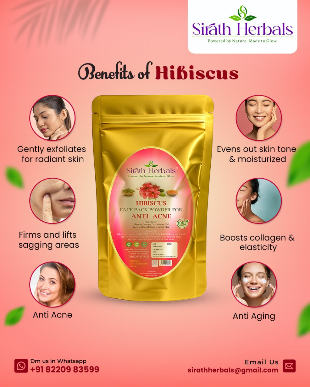 Hibiscus Face Pack Powder – Anti-Aging & Glow Enhancer