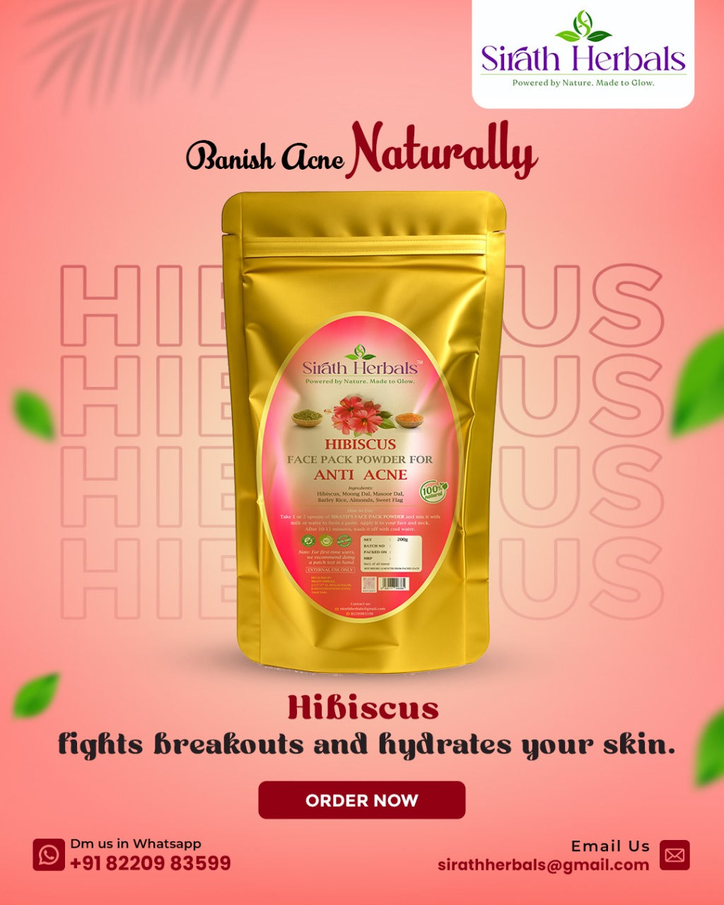 Hibiscus Face Pack Powder – Anti-Aging & Glow Enhancer