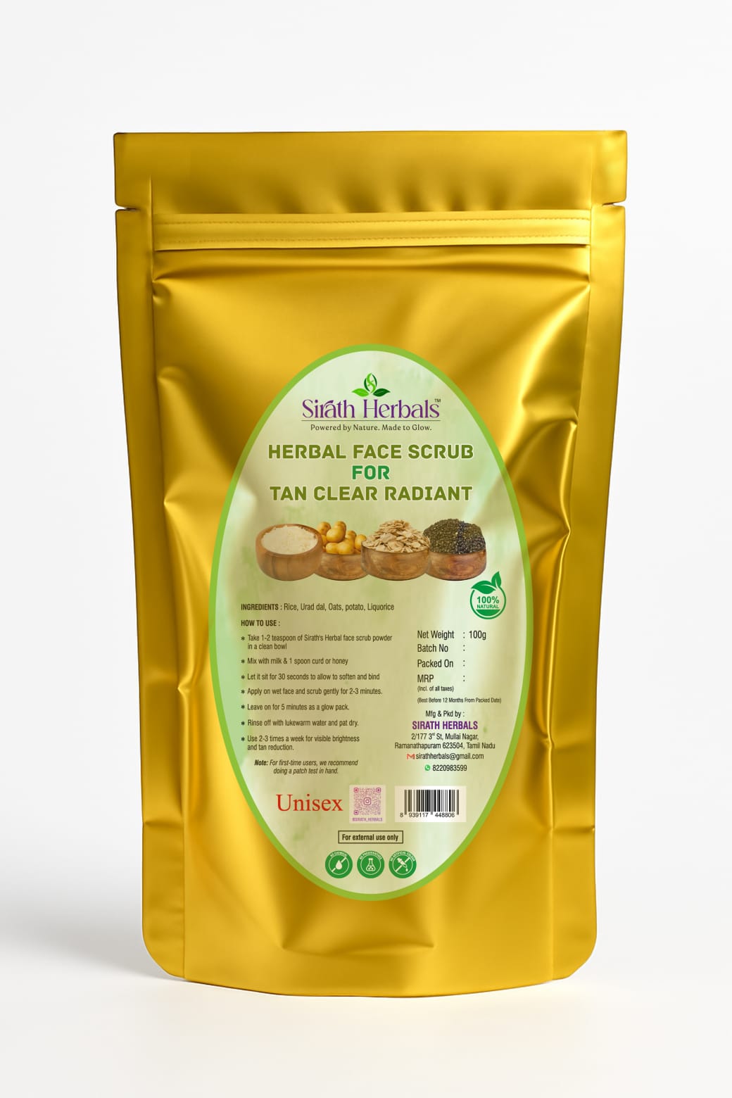 Tan Clear Radiant Herbal Face Scrub– Herbal Anti-Tan & Glow Polish
