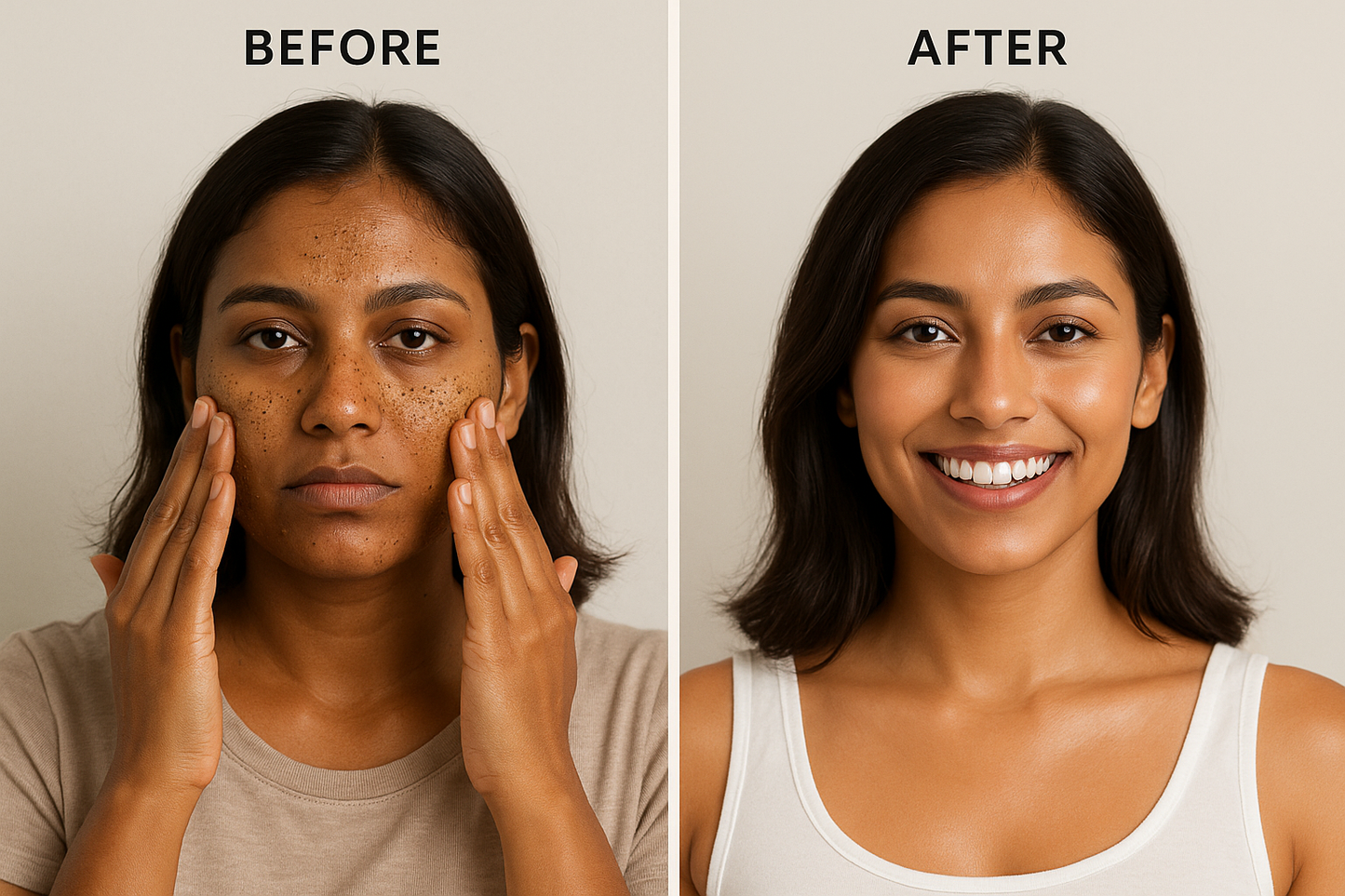 DESI GIRL WITH DRESS DULL LOOK N MILD TANNED SKIN USE APPLYING SCRUB FOR  clears tan N GLOWING SKIN BEFORE N AFTER 